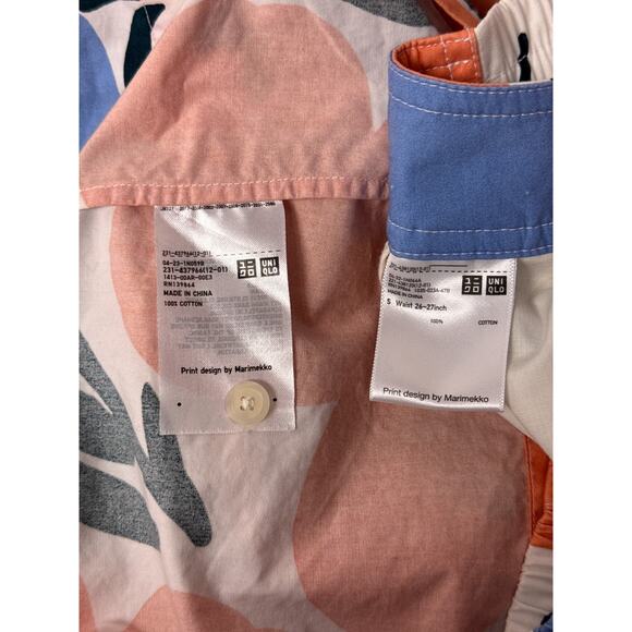 Marimekko Uniqlo Pant Set XS / S Womens Floral Print Button Top Straight Leg - Picture 13 of 13